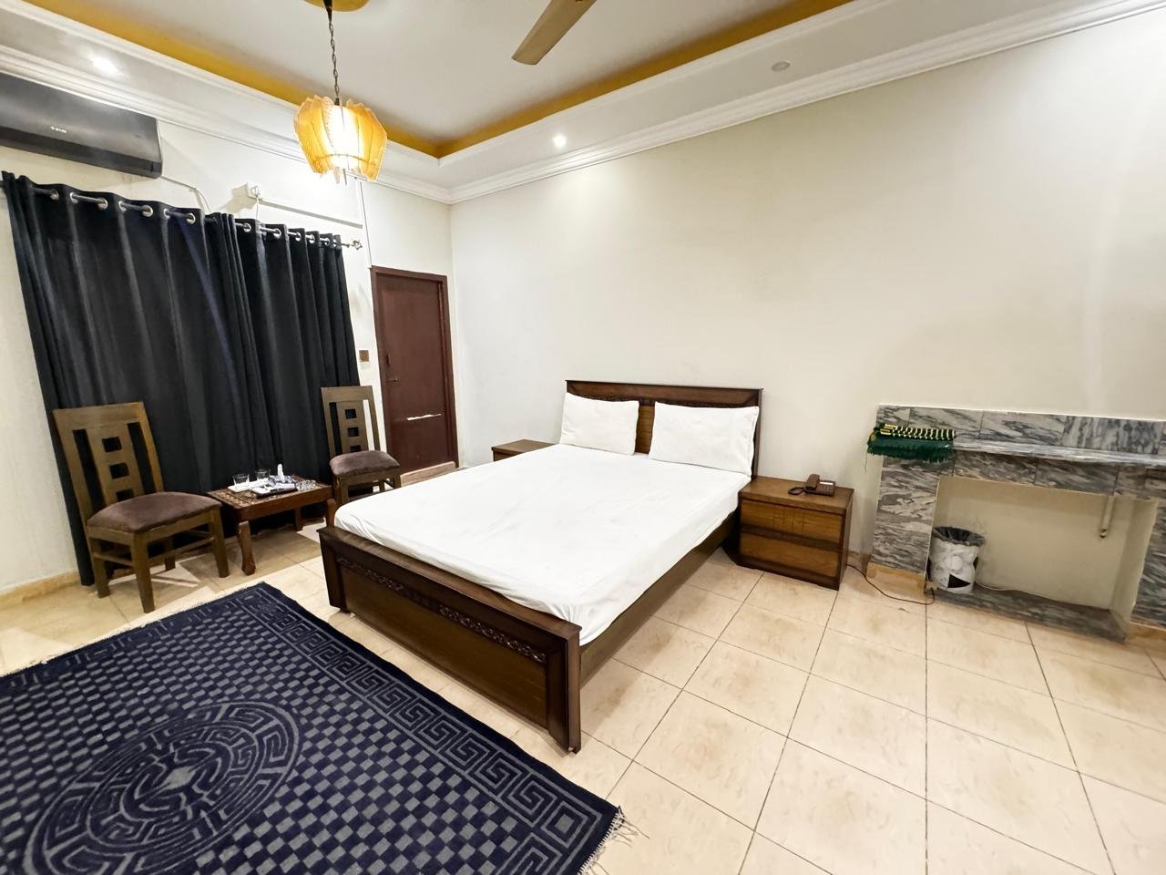 Hostel room with beds placeholder